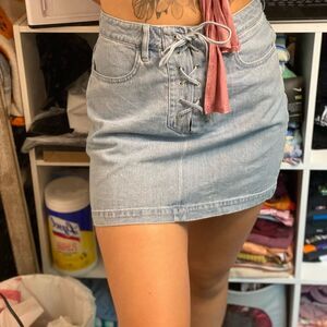 Kendall & Kylie Denim Lace-Up Mini Skirt